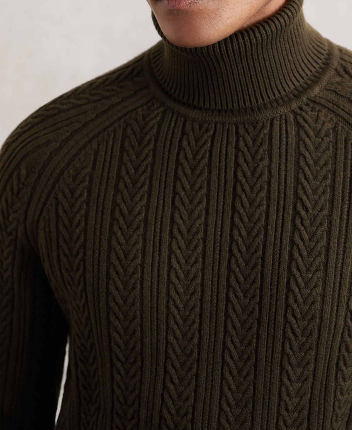 Reiss Men's Cable-Knit Roll-Neck with Wool Sweater