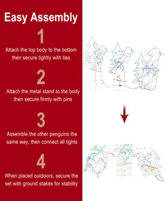 Skiing Penguins with Tree Christmas Outdoor D&eacute;cor, Set of 3