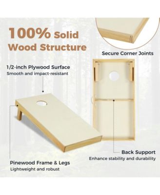 Solid Wood Cornhole Board Set Portable Corn Hole Game Board Includes 8 Bean Bags-M.