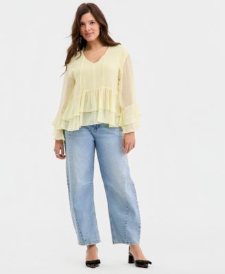 Women's Long Sleeve Chiffon Ruffle Blouse, Macy's Exclusive