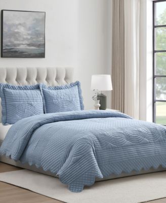 Scallop Microfiber 3-Pc. Quilt Set, Full/Queen