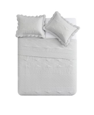 Scallop Microfiber 3-Pc. Quilt Set, King