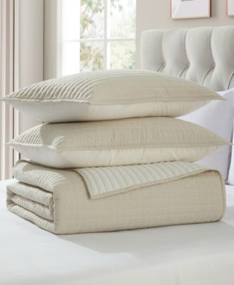 Embroidered Pick Stitch Microfiber 3-Pc. Quilt Set, Full/Queen