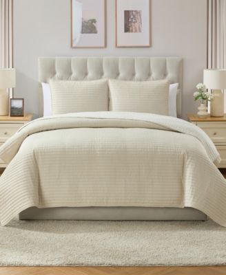 Embroidered Pick Stitch Microfiber 3-Pc. Quilt Set, King