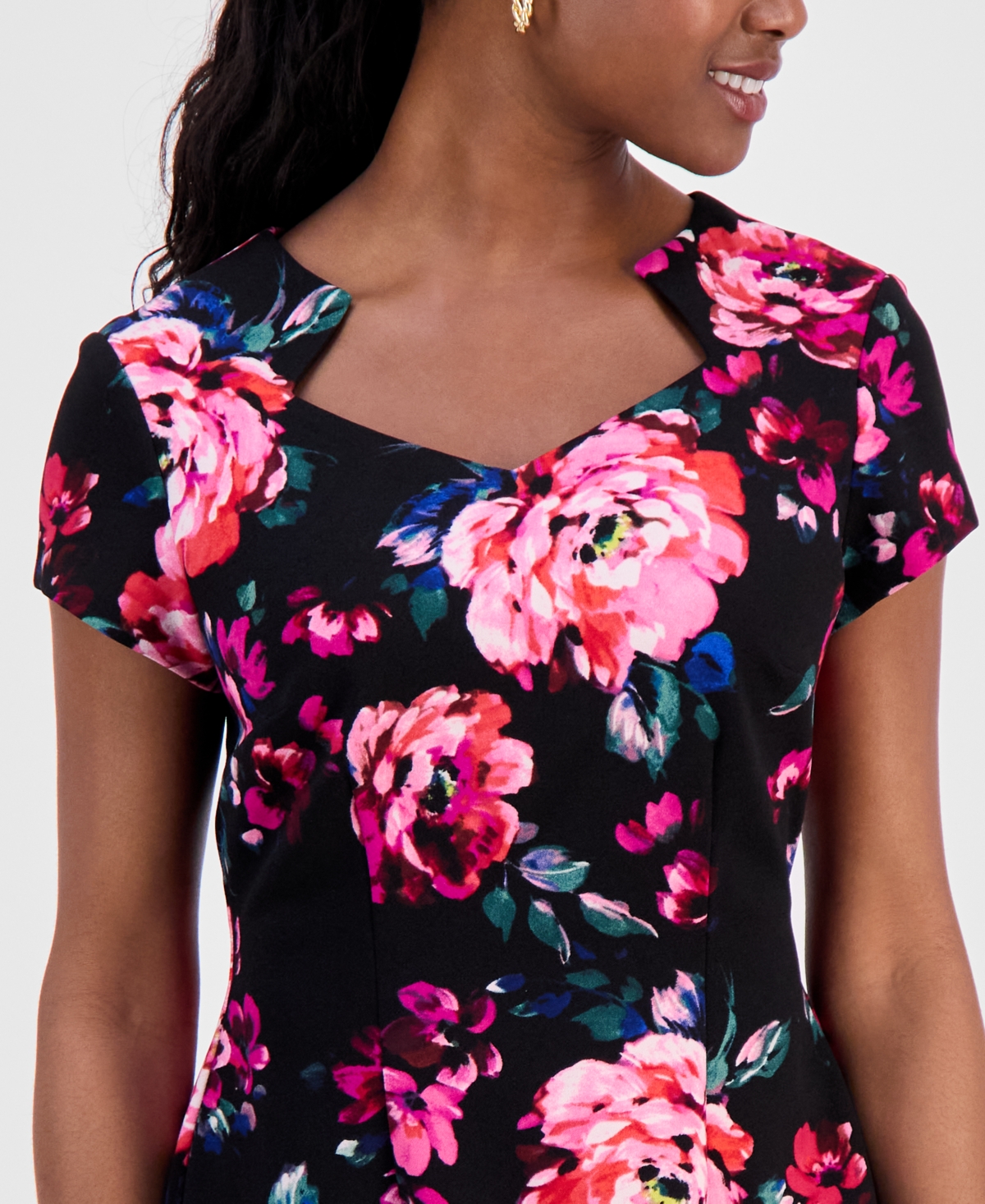 Connected Petite Cutout-Neck Sheath Dress