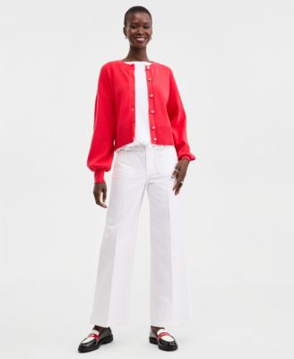 Women's Blouson Sleeve Heart-Button Cardigan, Macy's Exclusive