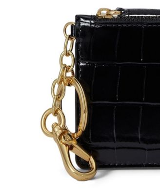 Crocodile-Embossed Leather Zip Card Case