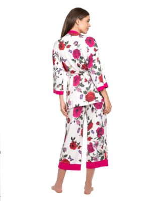 Women's 3-Pc. Velvet Trimmed Kiss Pajama Set