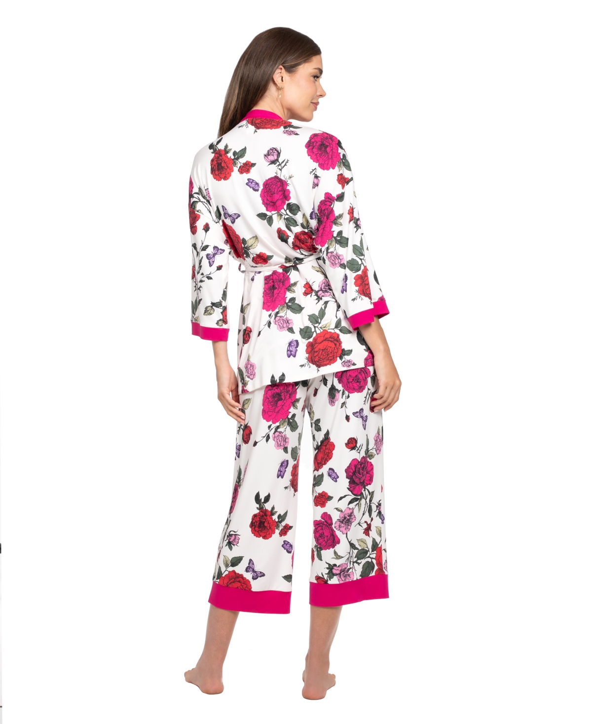 Linea Donatella Women's Sleepwear Velvet Trimmed Kiss 3-pc. Set In White