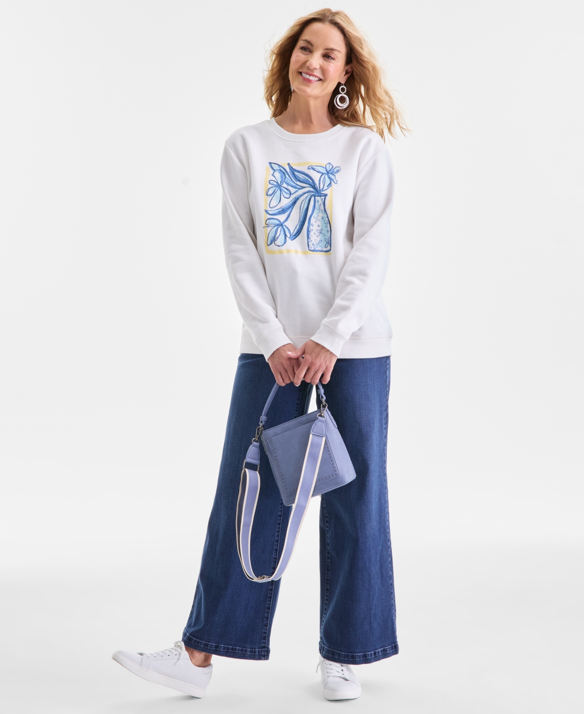 Style & Co Petite Vase Graphic Pull-On Sweatshirt, Macy's Exclusive