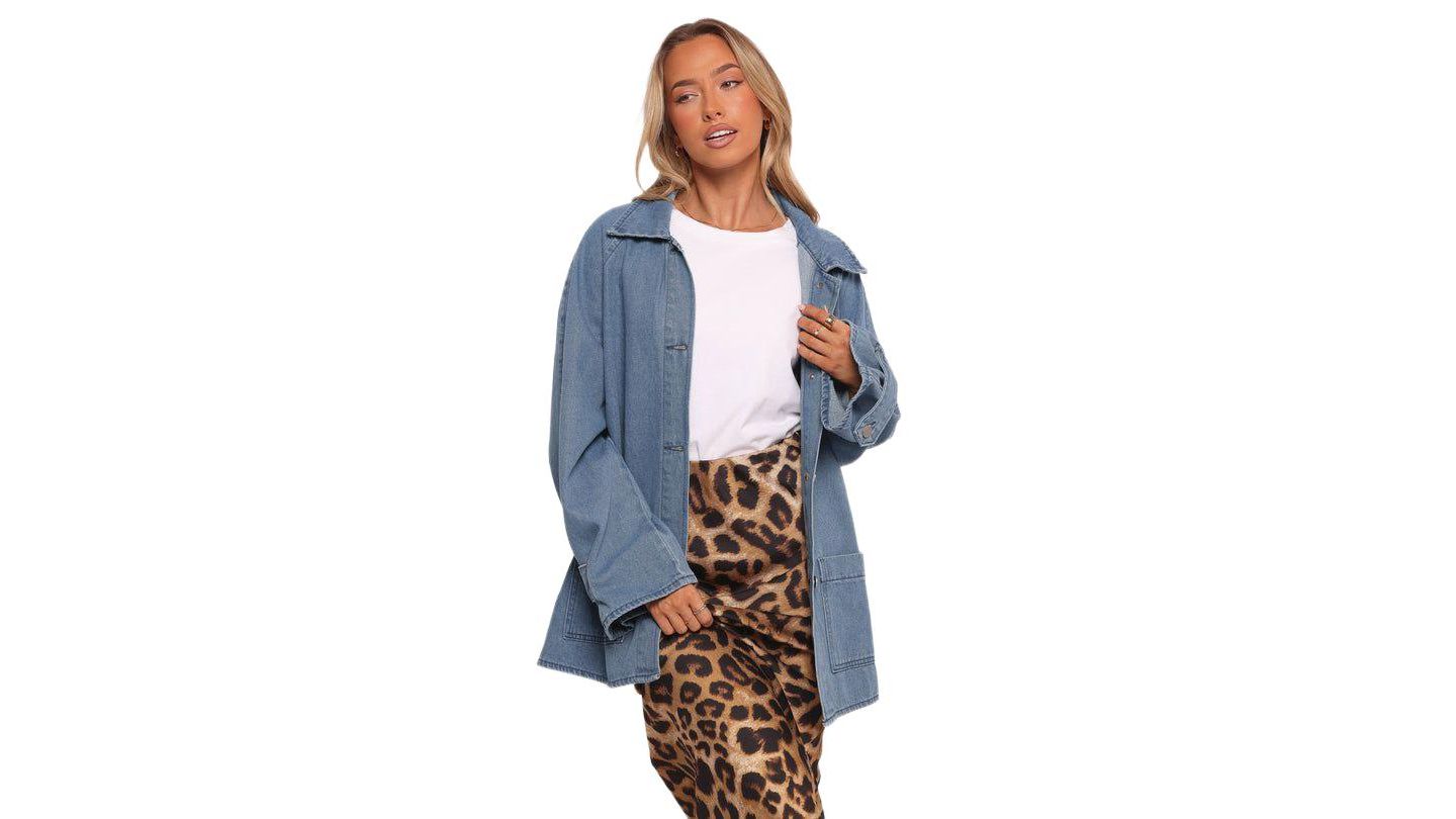 Женские куртки Petal and Pup Novan Oversized Shacket - Denim 10, цвет: Синий — фото 1