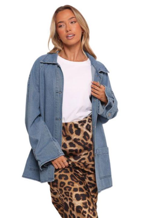 Женские куртки Petal and Pup Novan Oversized Shacket - Denim 10