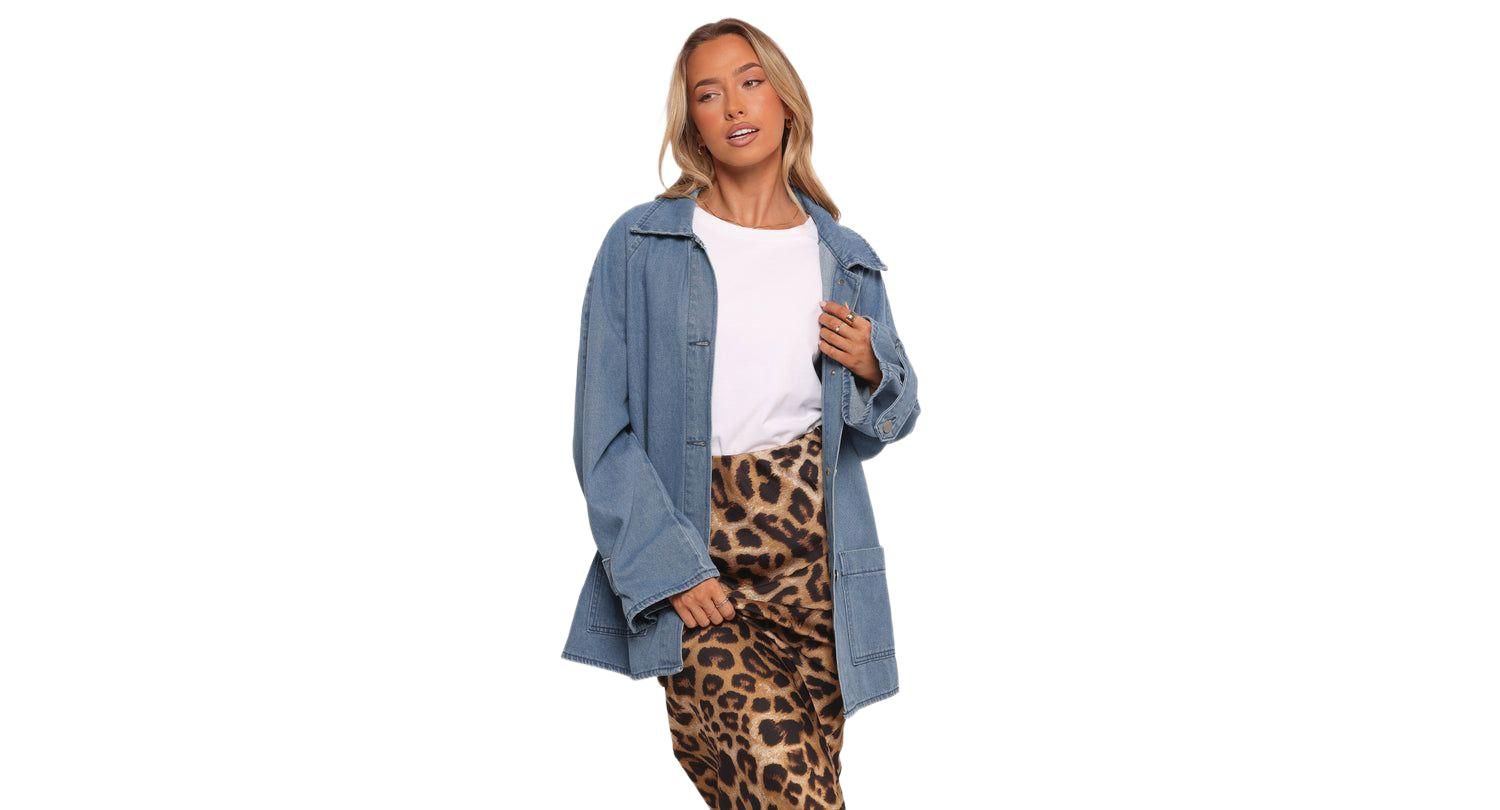 Women's Novan Oversized Shacket - Denim 10