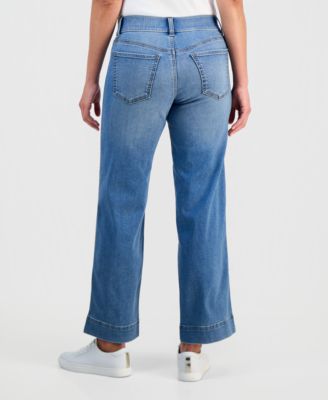 Petite Pull-On Shaping High-Rise Wide-Leg Jeans, Macy's Exclusive 