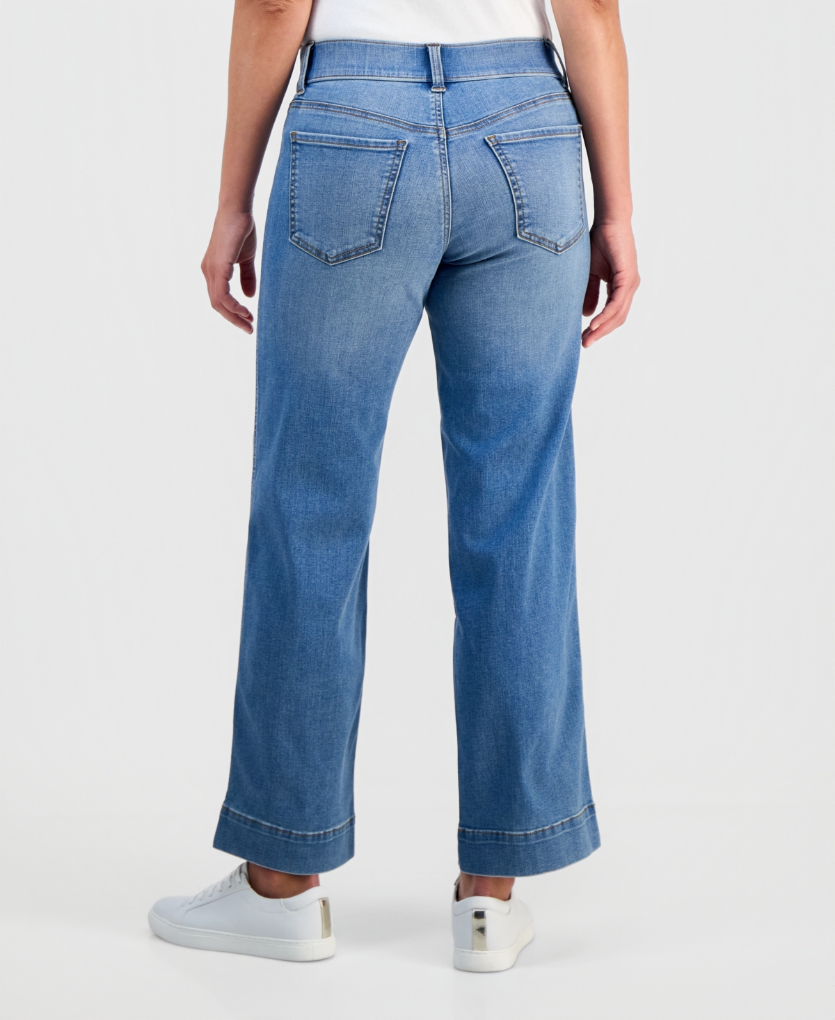 Style & Co Petite Pull-on Shaping High-rise Wide-leg Jeans, Macy's Exclusive In Blue