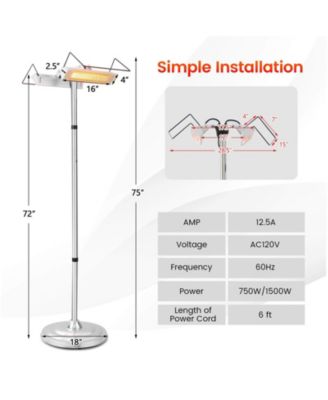 1500W Standing Electric Heater With Double-sided Heating.