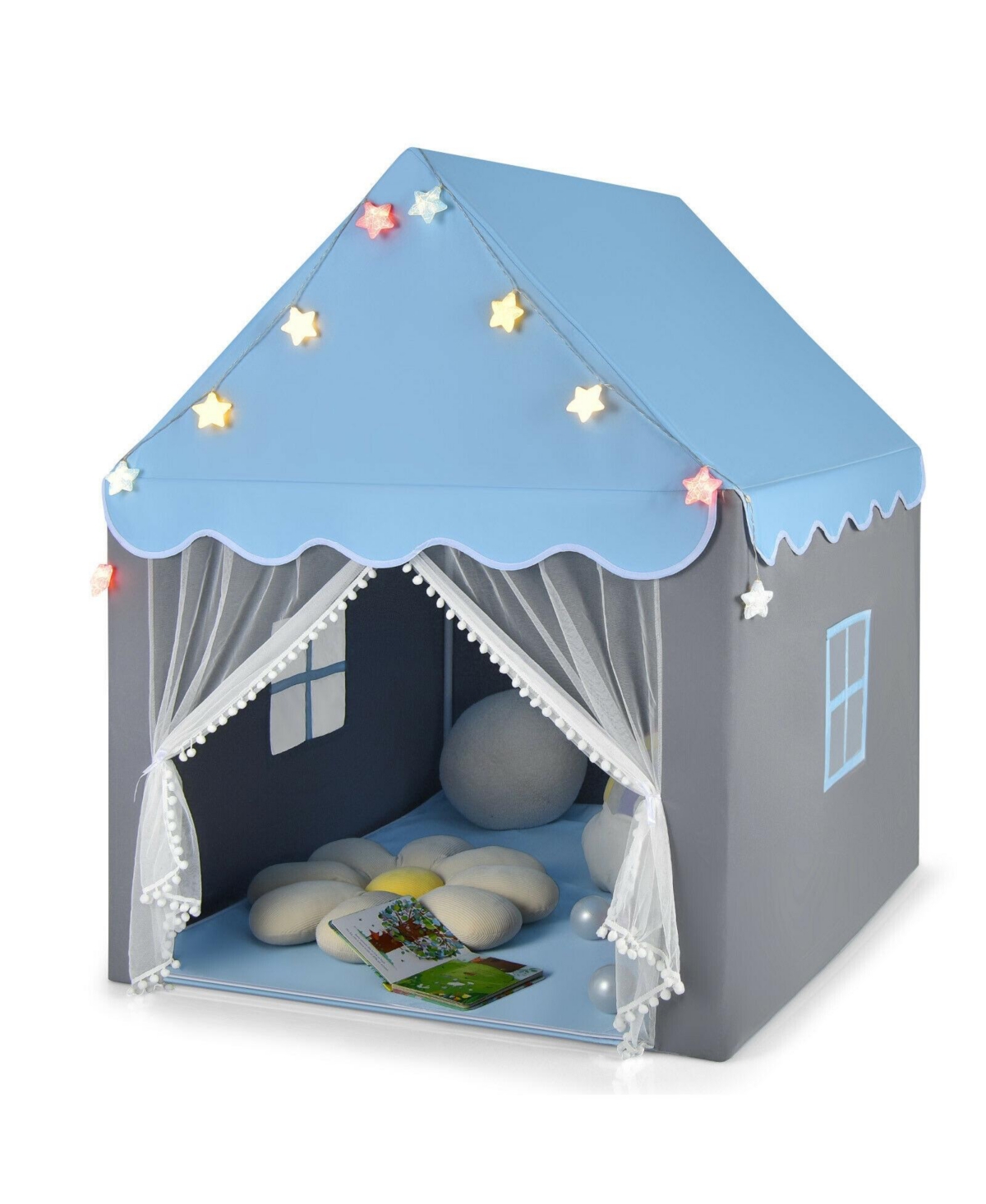 Sugift Kids Playhouse Tent With Star Lights And Mat.