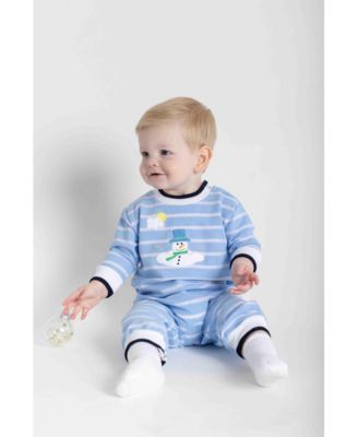 Baby Boys Stripe Knit Longall With Melting Snowman