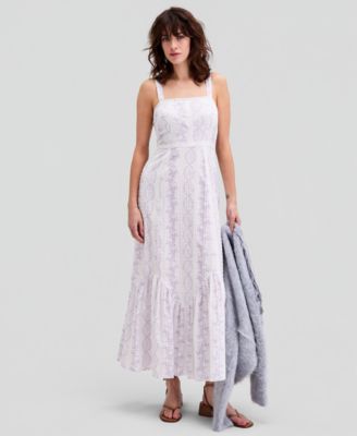 Women's Printed Eyelet Cotton Maxi Dress, Macy's Exclusive