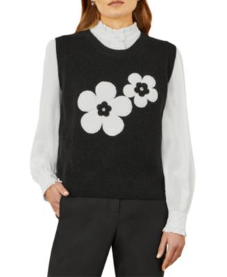 Women's Knitted Floral Sleeveless Sweater Vest