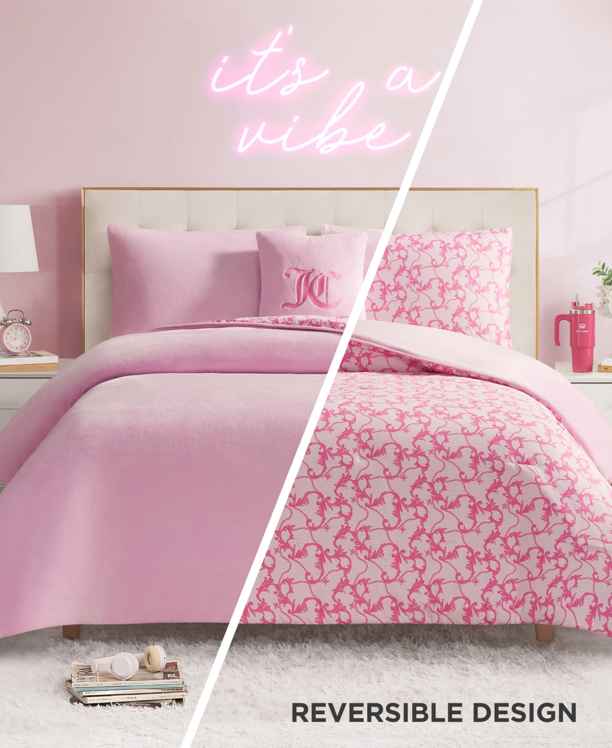 Juicy Couture Plush Reversible Gothic Leopard -Pc. Comforter Set