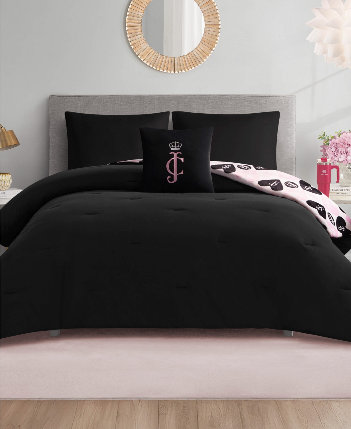 Juicy Couture Plush Reversible Queen Heart Logo 4-Pc. Comforter Set, Full/Queen