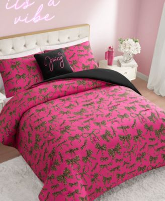 Plush Reversible Cheetah Bows 4-Pc. Comforter Set, King