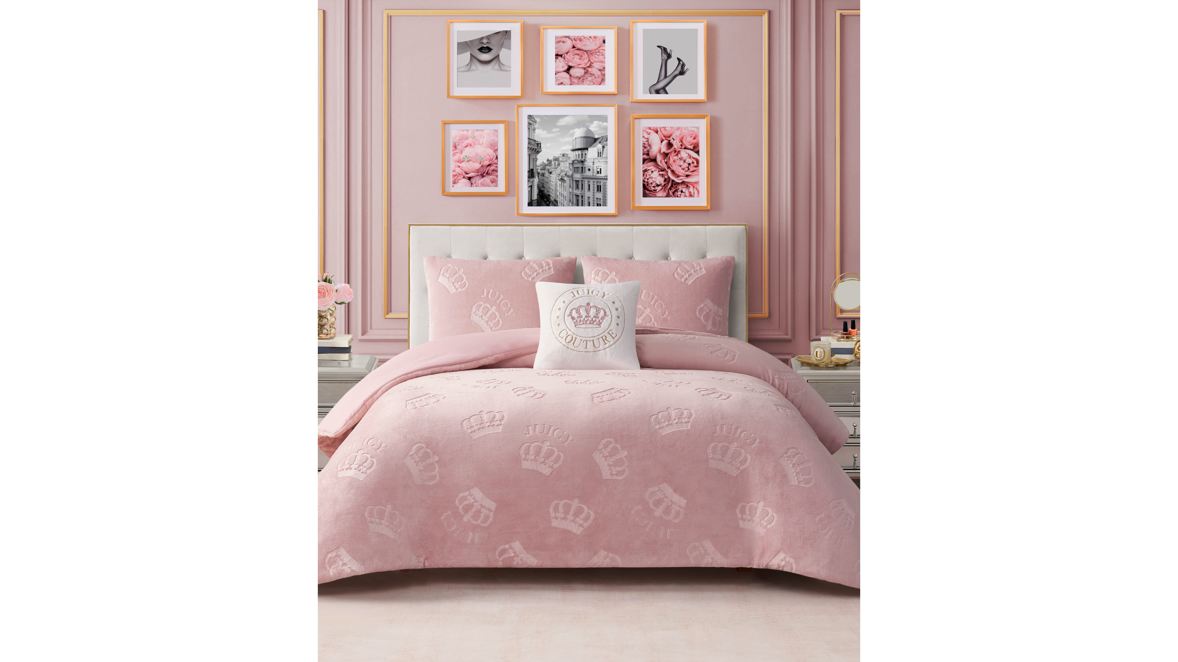 Juicy Couture Plush Reversible Embossed Crown 3-Pc. Comforter Set, Twin/Twin Xl