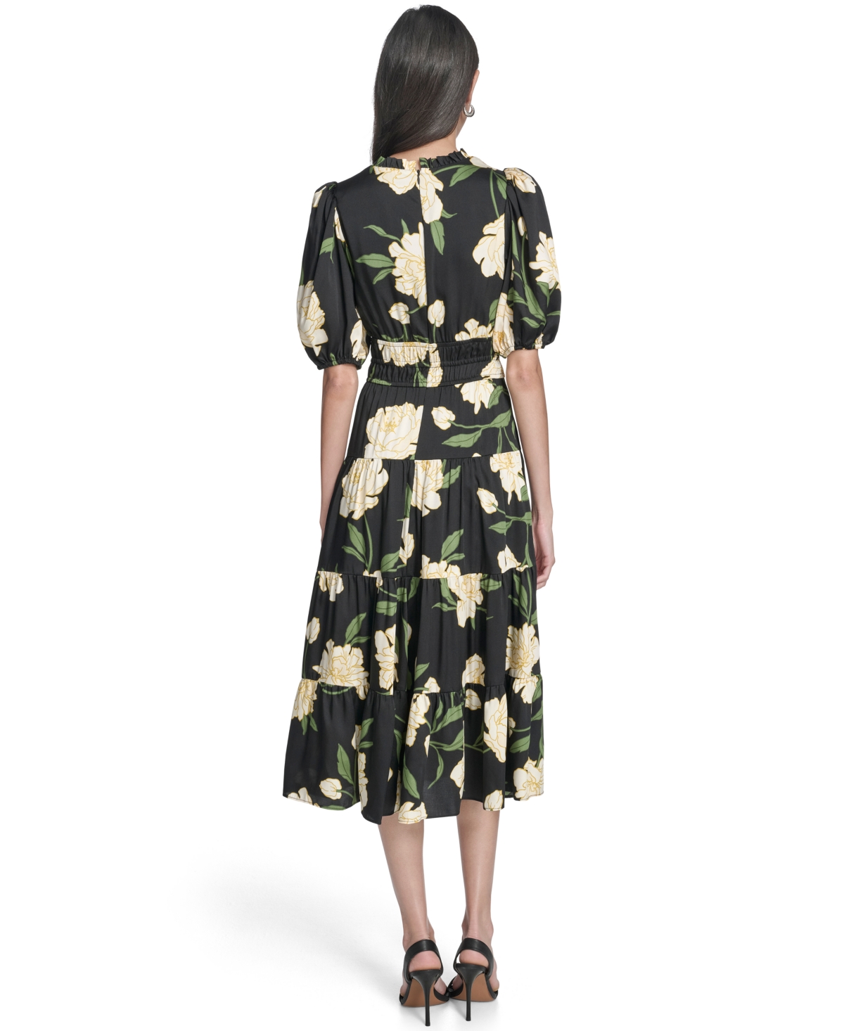 Vince Camuto Women's Printed Puff-sleeve Midi Dress In Multi