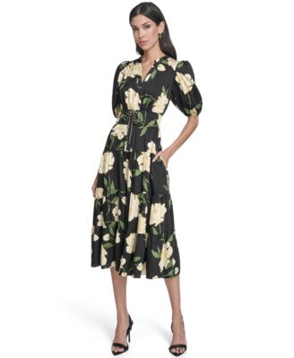 Vince Camuto - Women's Printed Puff-Sleeve Midi Dress