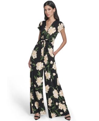 Vince Camuto - Women's Printed Twist Front V-Neck Jumpsuit