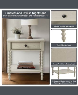 24" Solid Wood Frame Camel Oak Finish Nightstand