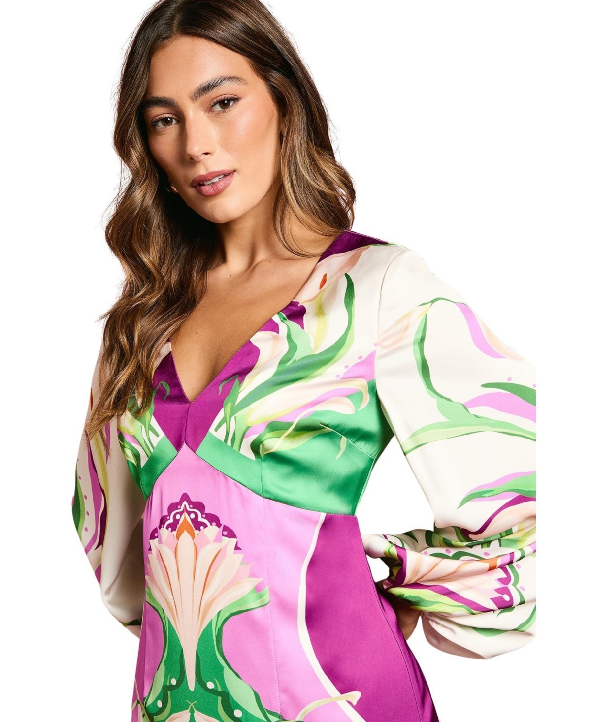 Coast Women's Long Sleeve Placement Print Midi Dress