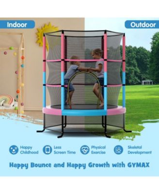 55 Inch Kids Recreational Trampoline Bouncing Jumping Mat with Enclosure Net