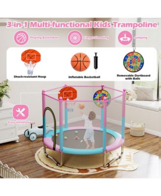 60 inch Kids Trampoline Toddler Recreational Trampoline with Basketball Hoop