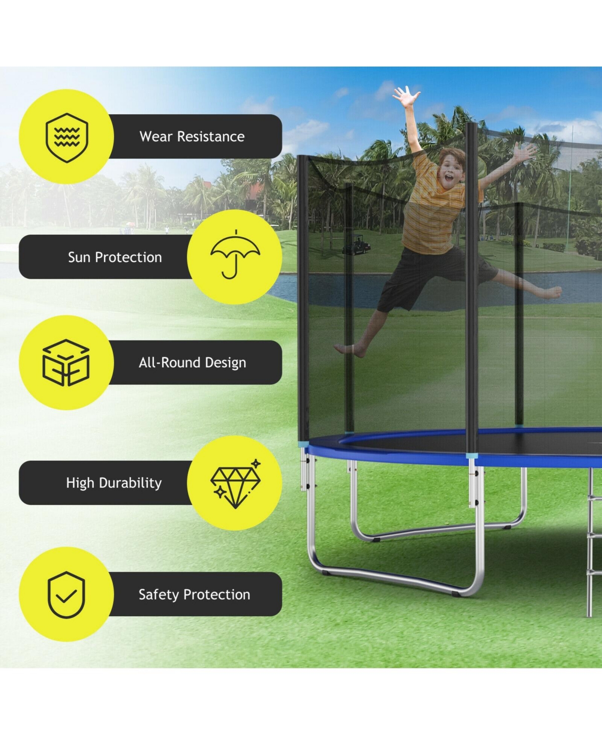 15 Feet Trampoline Safety Replacement Protection Enclosure Net