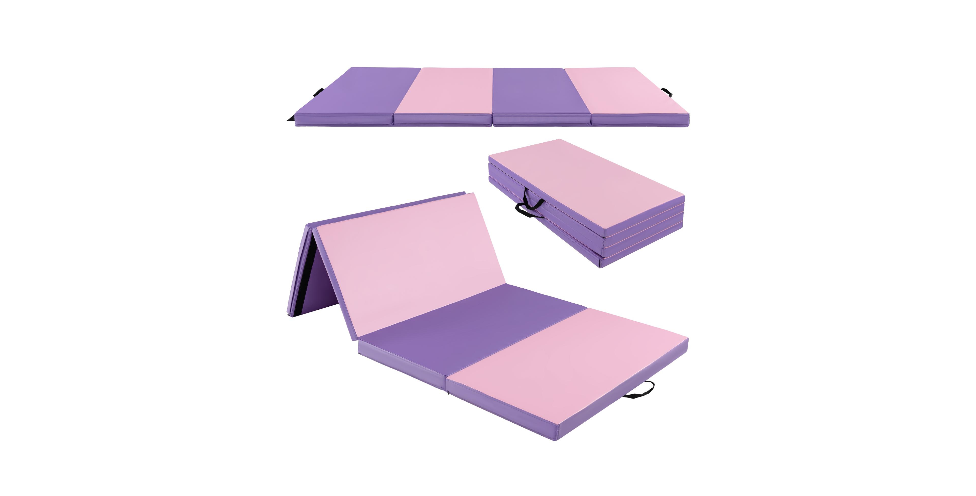Folding Gymnastics Mat with Carry Handles and Sweatproof Detachable Pu Leather Cover