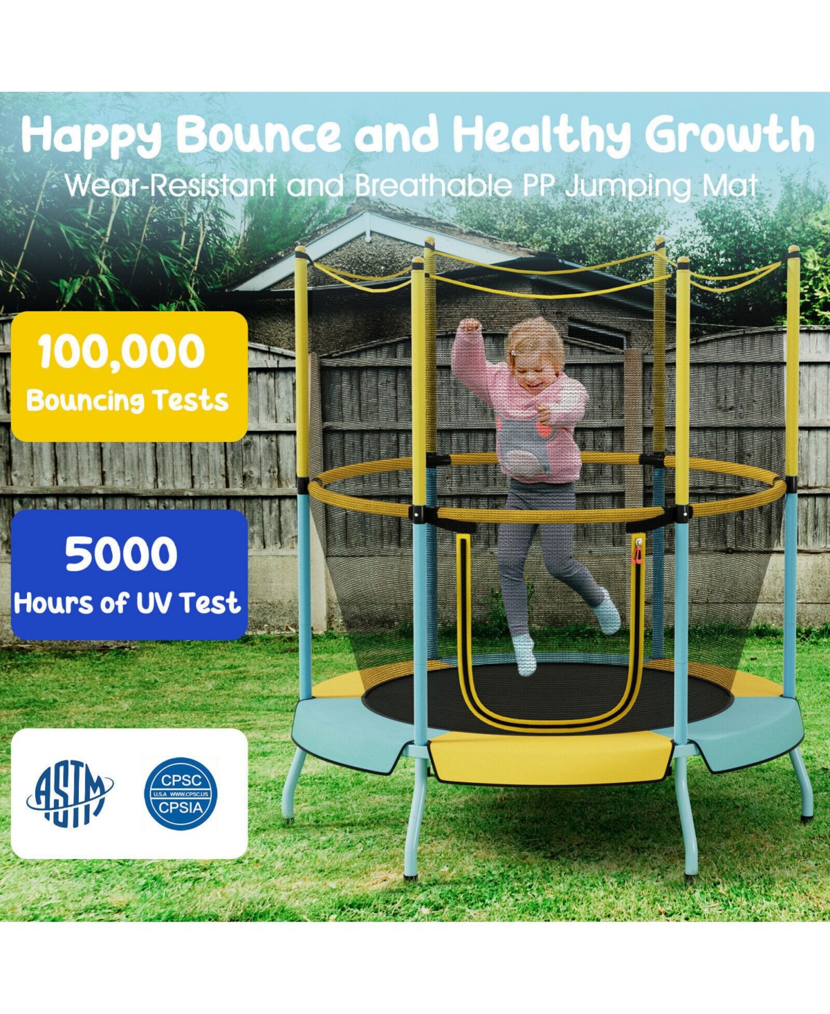 Skonyon 48 Inch Toddler Trampoline with Safety Enclosure Net