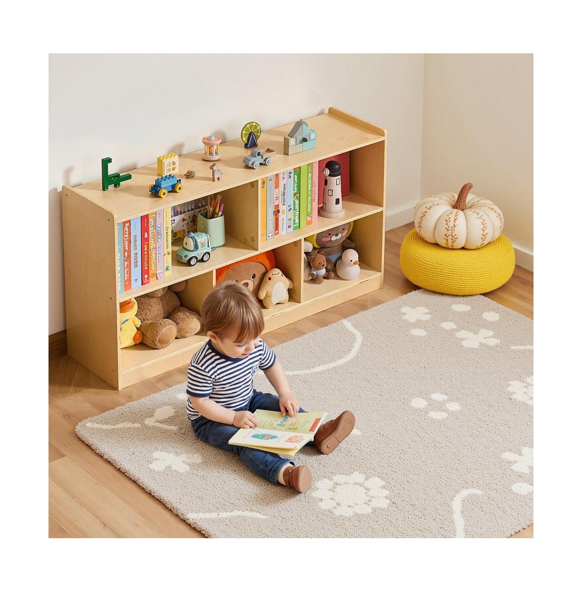 Slickblue 2-Tier Toy Storage Organizer with 5 Section Cubbies for Home