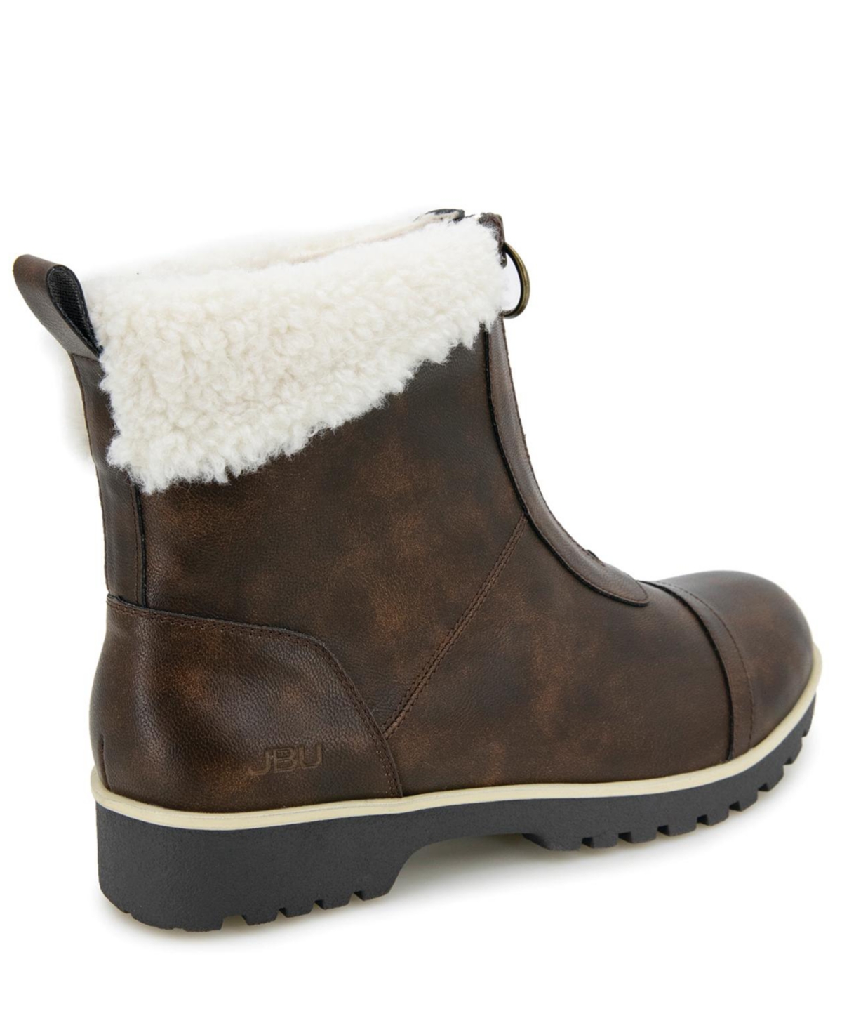 Jbu Women's Brynn Water Resistant Zip-front Cozy Booties In Brown