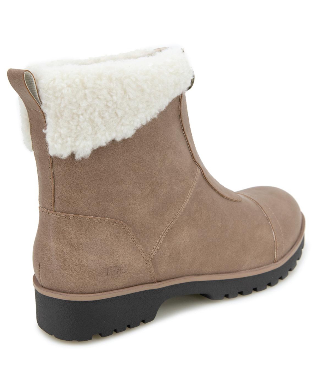 Jbu Women's Brynn Water Resistant Zip-front Cozy Booties In Brown