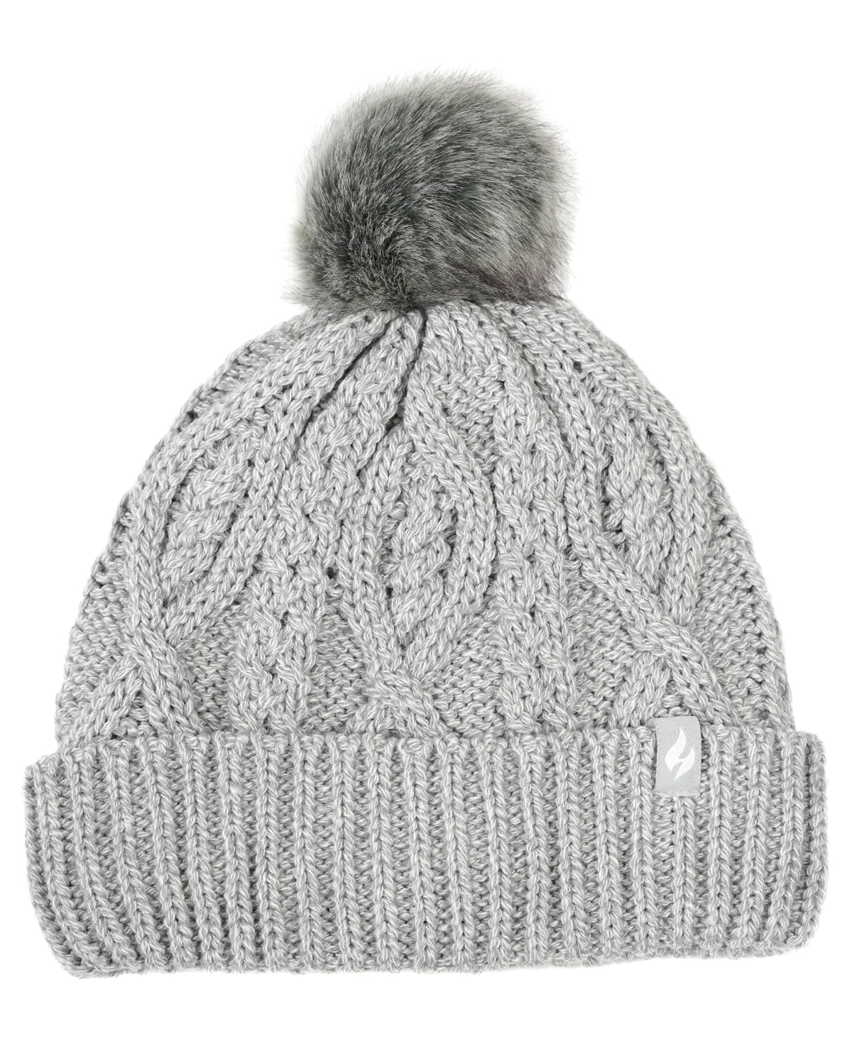 Heat Holders Women's Brina Cable Knit Beanie Hat In Gray
