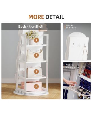 360° Rotating Jewelry Cabinet with Lockable LED Mirror