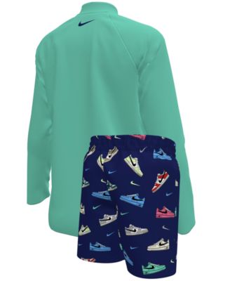 Boys' 4-7 Multi Sneaker Rash Guard Top and Swim Shorts, 2-Piece Set