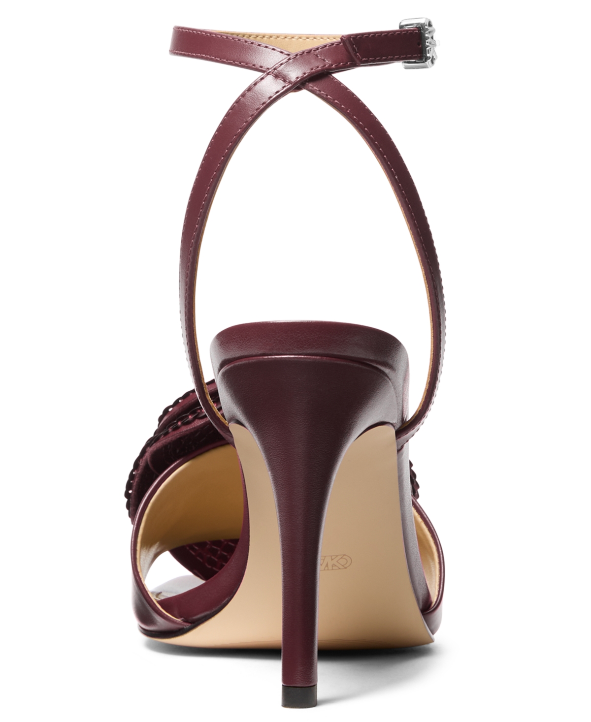 Michael Kors Michael  Women's Elodie Square Toe Sandals In Burgundy