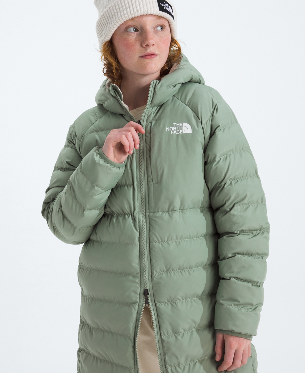 The North Face Girls 6-16 Reversible Perrito Parka Jacket In Green