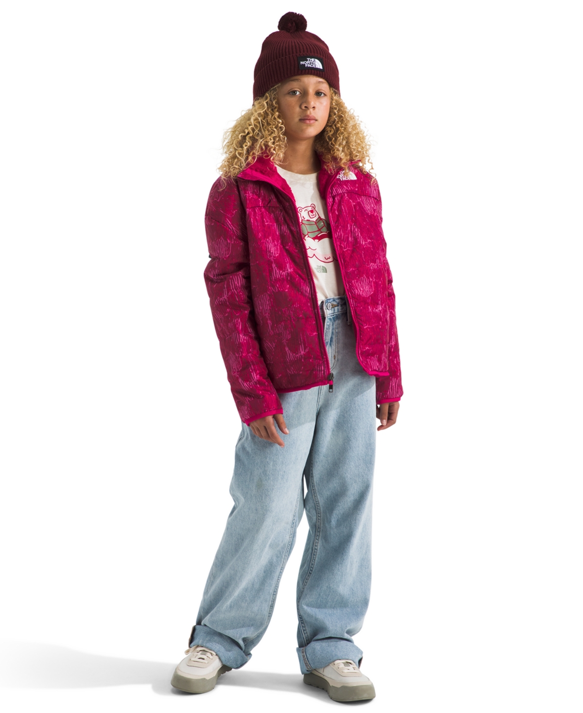 The North Face Girls 6-16 Reversible Shasta Full-zip Printed Jacket In Pink