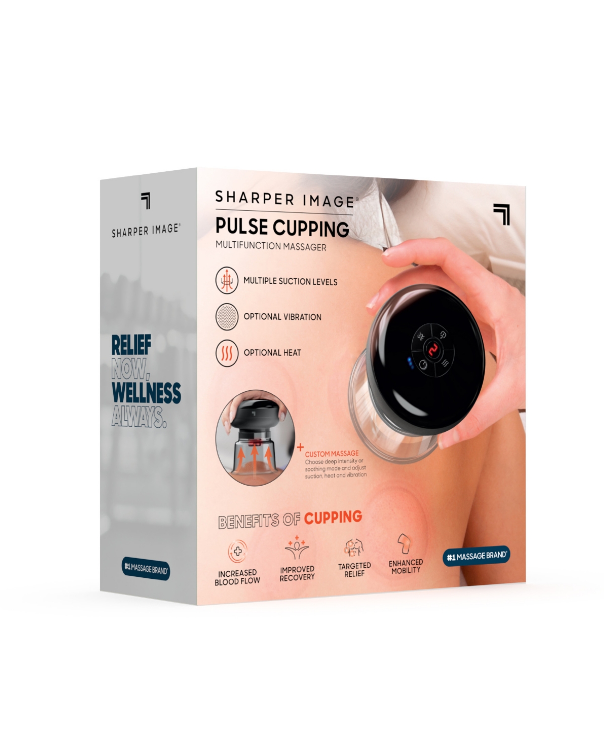 Sharper Image Pulse Cupping Multifunction Massager In Black