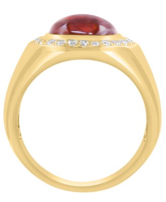 Men's Garnet (4-3/4 ct. t.w.) and White Zircon Ring (5/8 ct. t.w.) in 14k Gold over sterling Silver