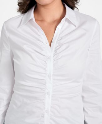 Women's Emily Shirred Long-Sleeve Collared Shirt
